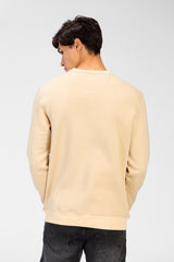 سويت شيرت رجالي برقبة دائرية مع طباعة تاج على الجهة الأمامية