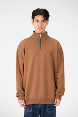 سويت شيرت رجالي سادة كبير الحجم بسحاب نصفي