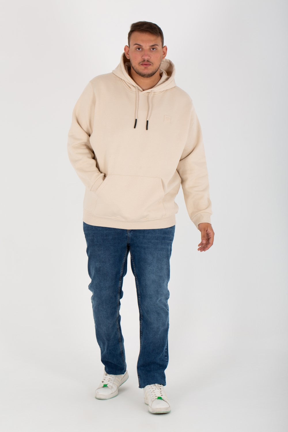 Men's Big Size Slim Fit Hoodie Made Of Comfort Melton Padded Front Printed Sweatshirt