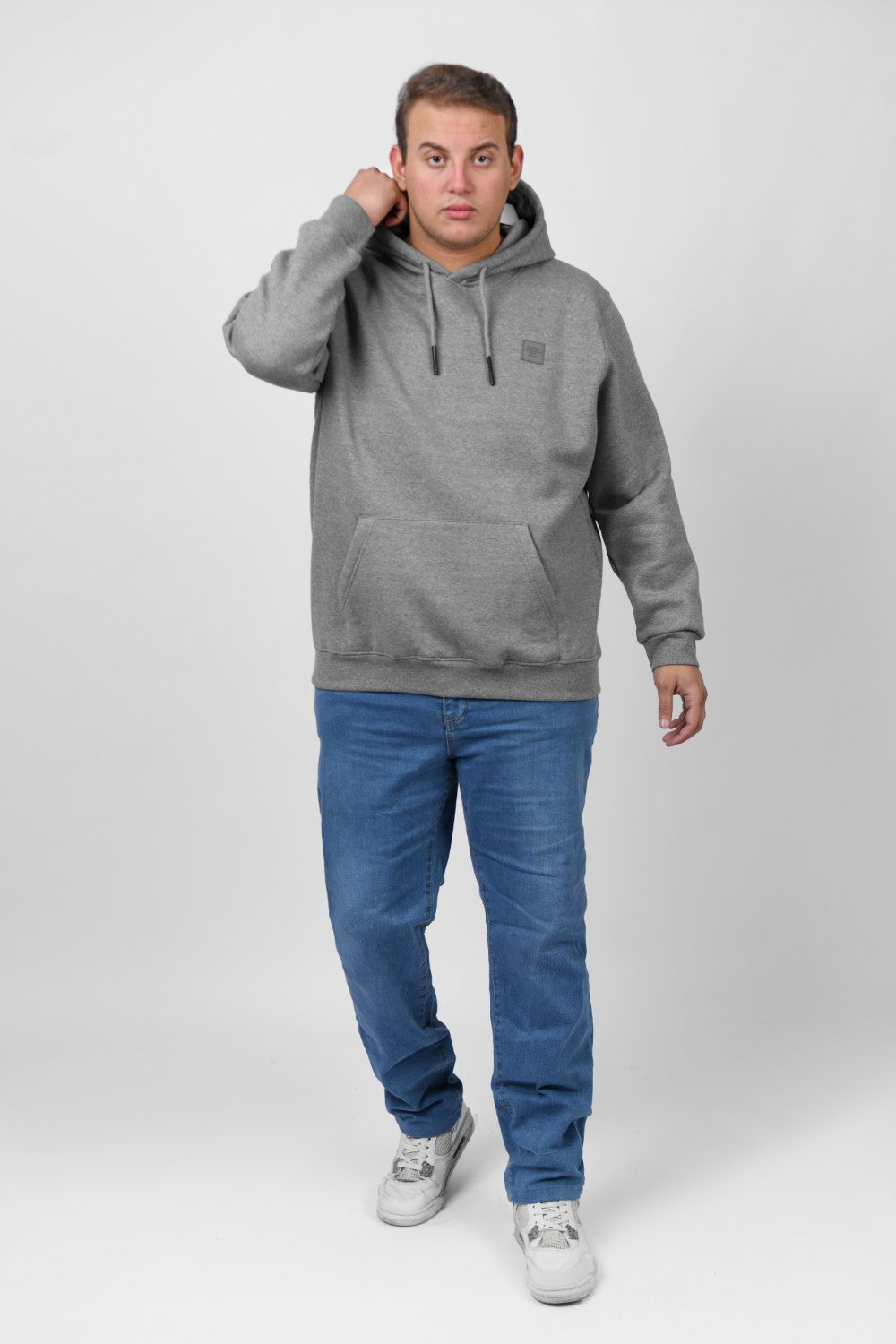 Men's Big Size Slim Fit Hoodie Made Of Comfort Melton Padded Front Printed Sweatshirt
