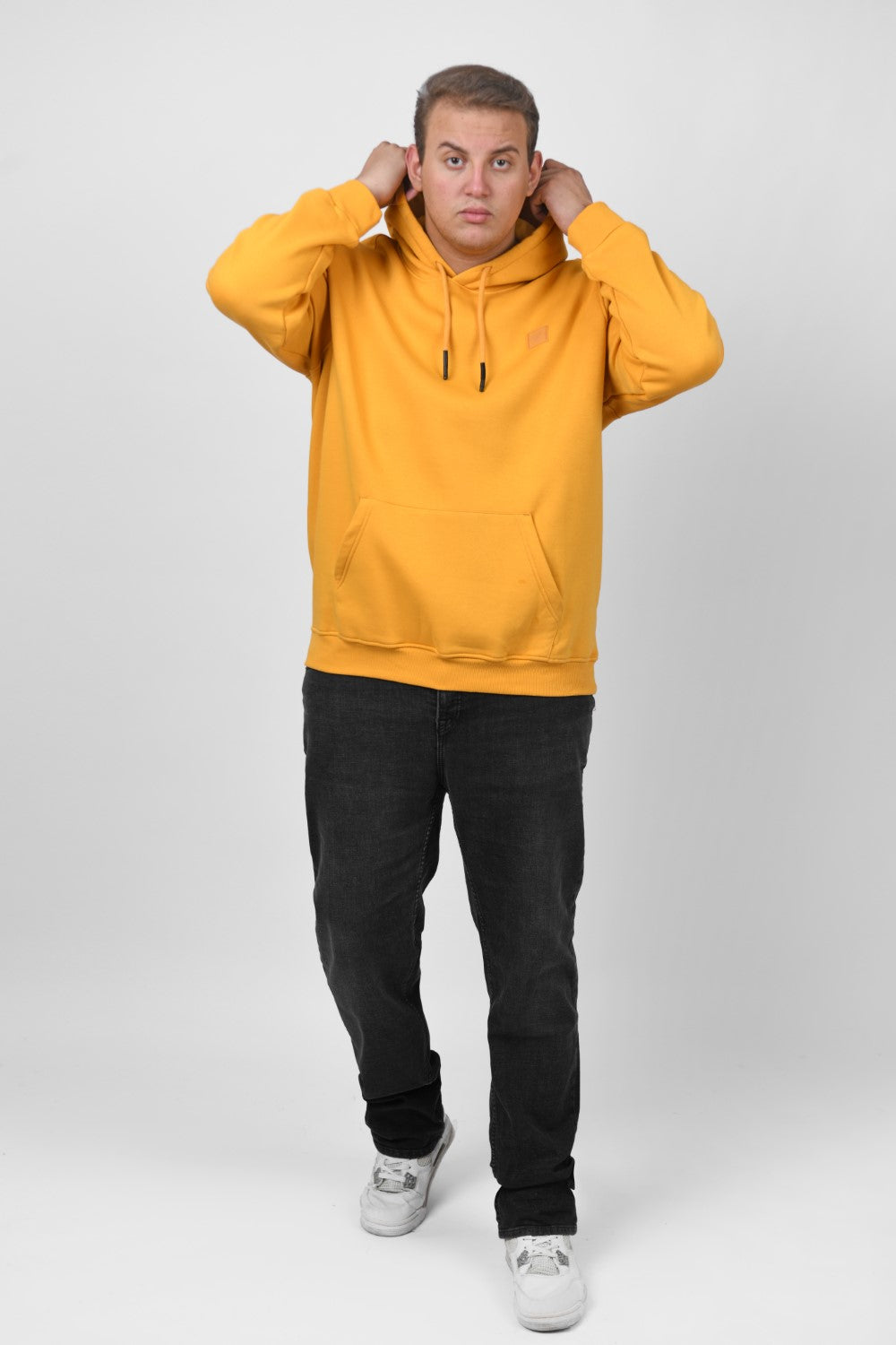 Men's Big Size Slim Fit Hoodie Made Of Comfort Melton Padded Front Printed Sweatshirt