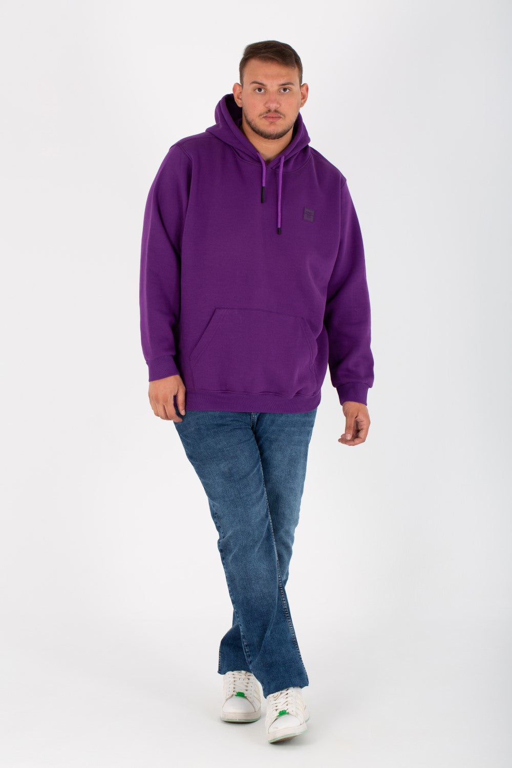 Men's Big Size Slim Fit Hoodie Made Of Comfort Melton Padded Front Printed Sweatshirt