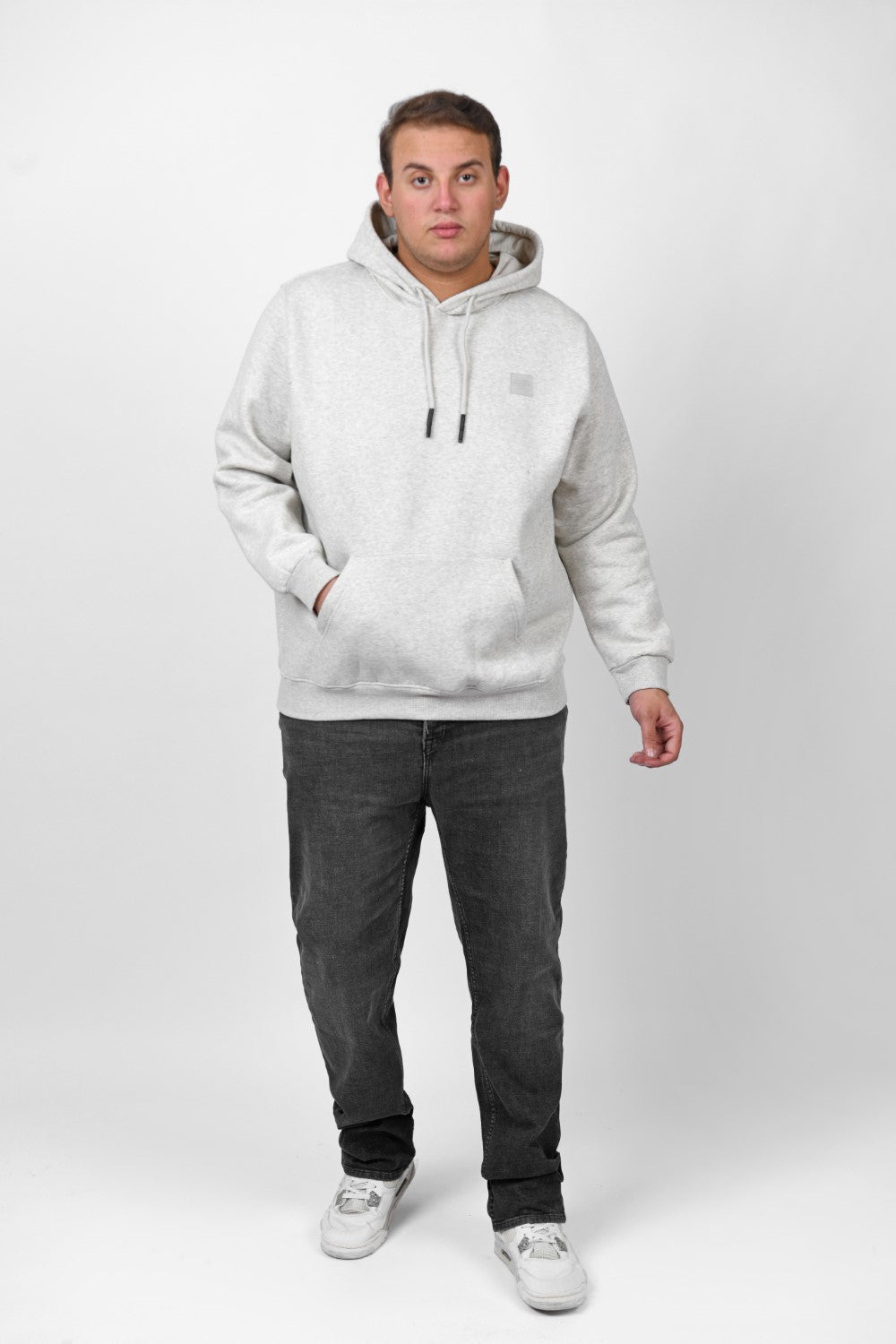 Men's Big Size Slim Fit Hoodie Made Of Comfort Melton Padded Front Printed Sweatshirt