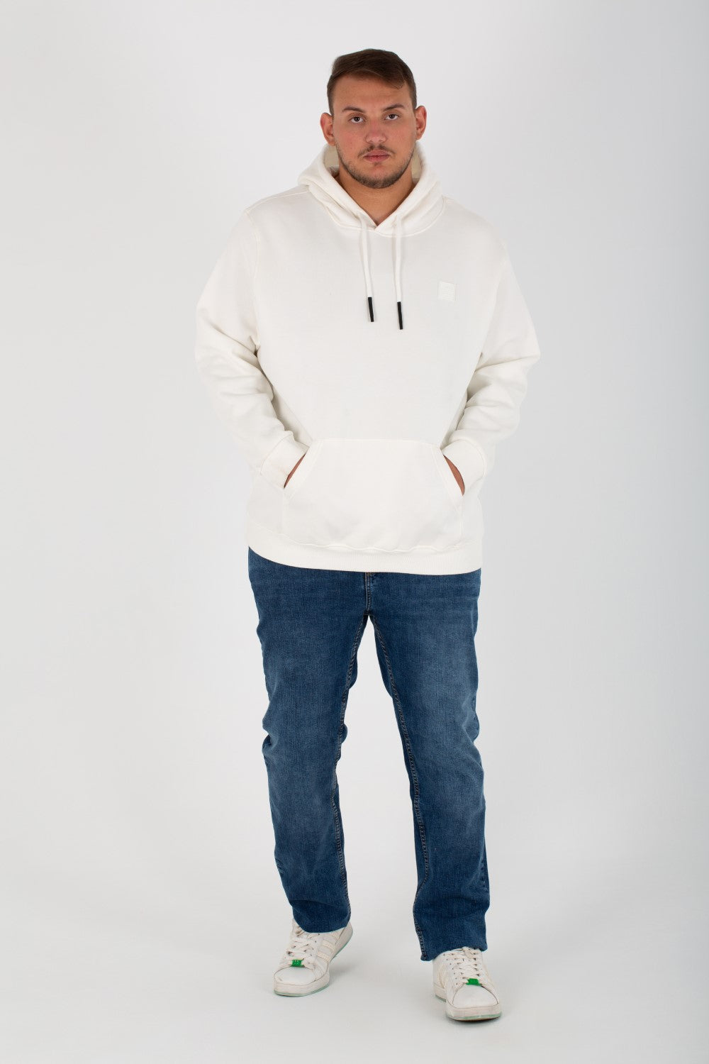 Men's Big Size Slim Fit Hoodie Made Of Comfort Melton Padded Front Printed Sweatshirt