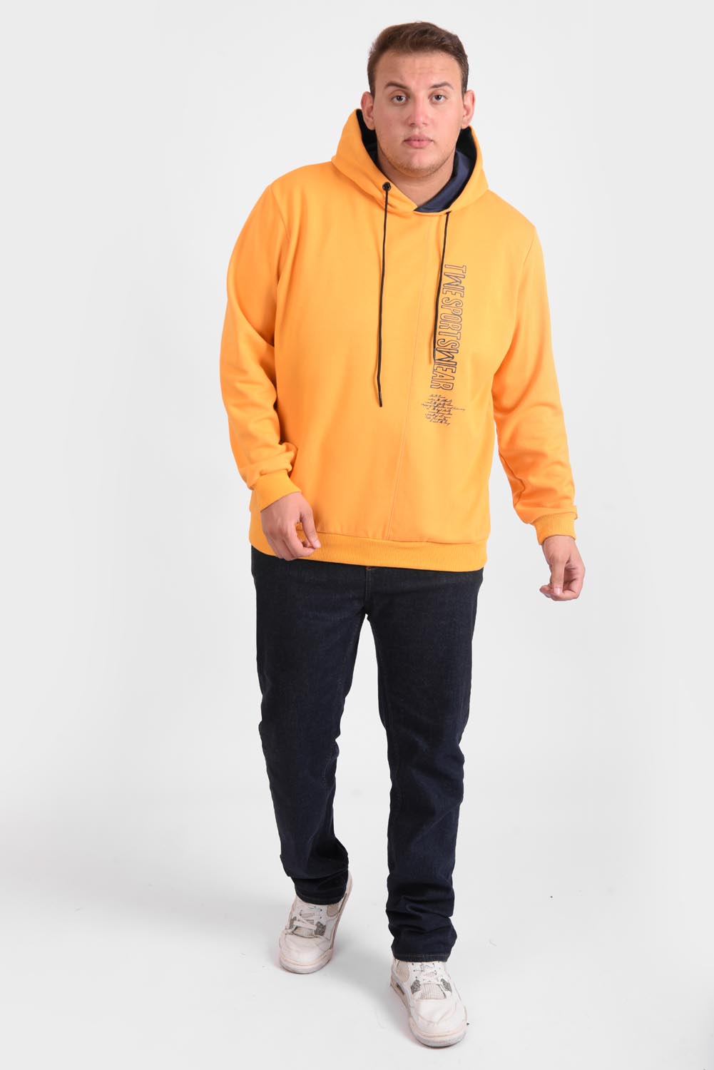 Men's Slim Fit Hooded Melton Padded Basic Hoodie Big Size Sweatshirt