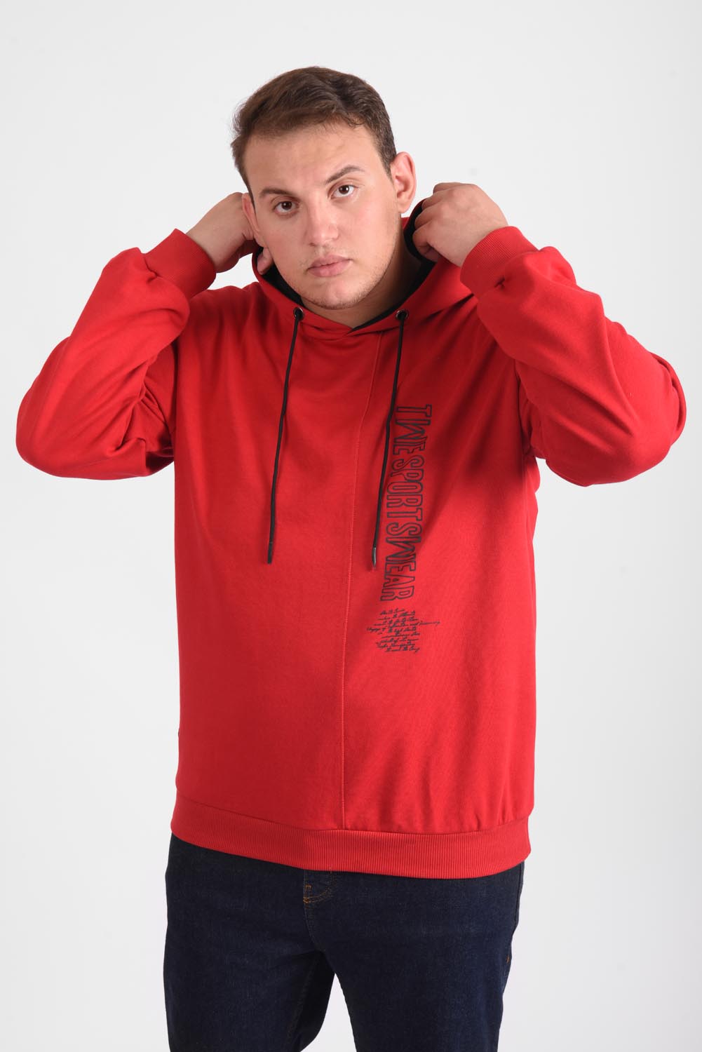 Men's Slim Fit Hooded Melton Padded Basic Hoodie Big Size Sweatshirt