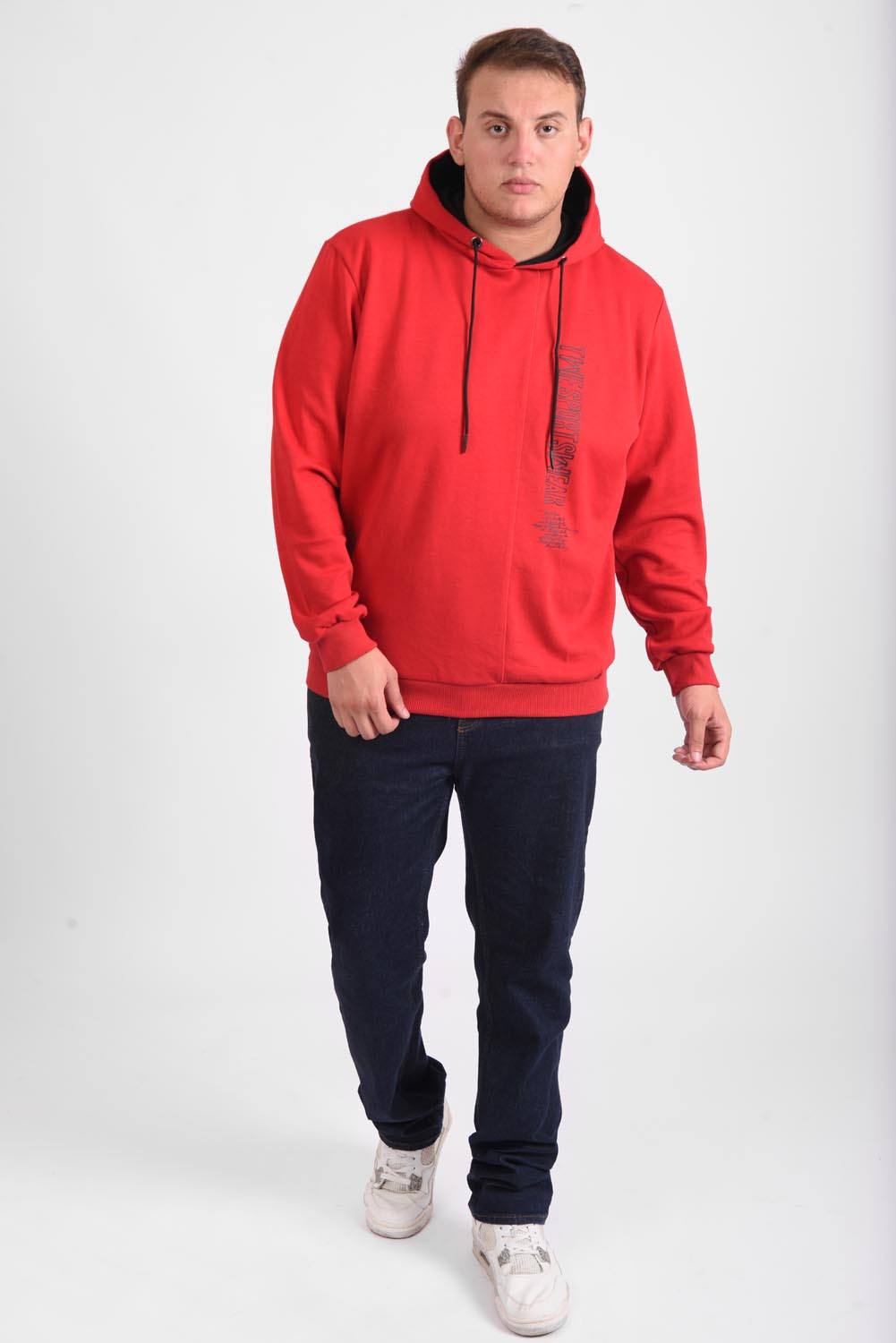 Men's Slim Fit Hooded Melton Padded Basic Hoodie Big Size Sweatshirt