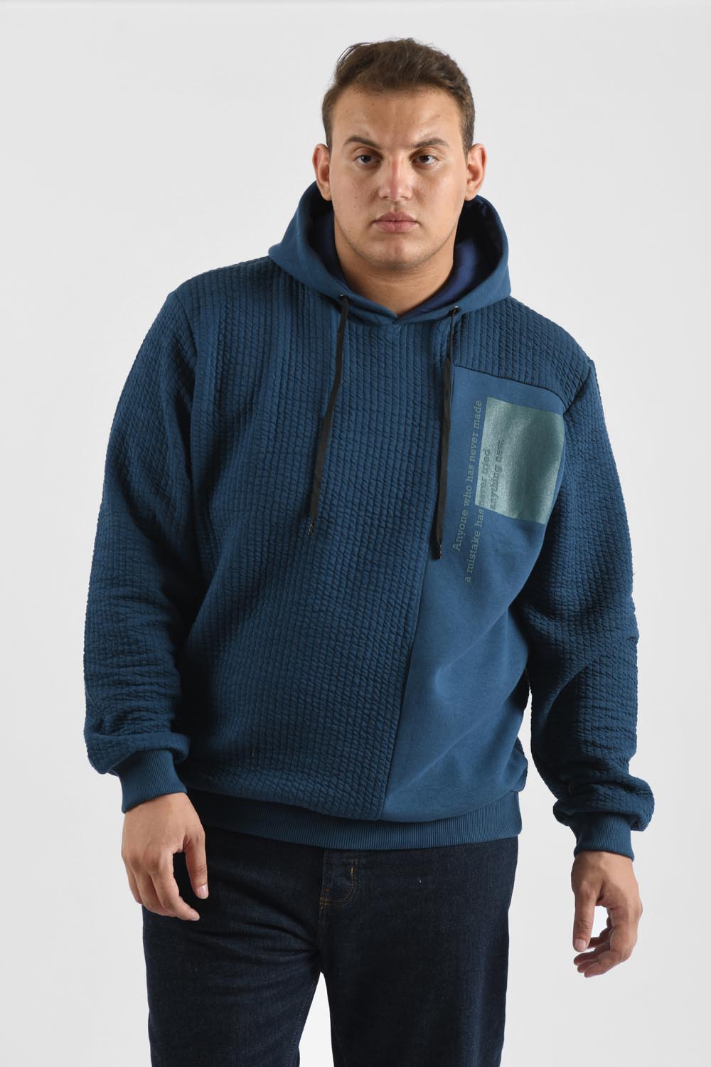 Men's Regular Fit Hoodie Big Size Melton Basic Padded Sweatshirt