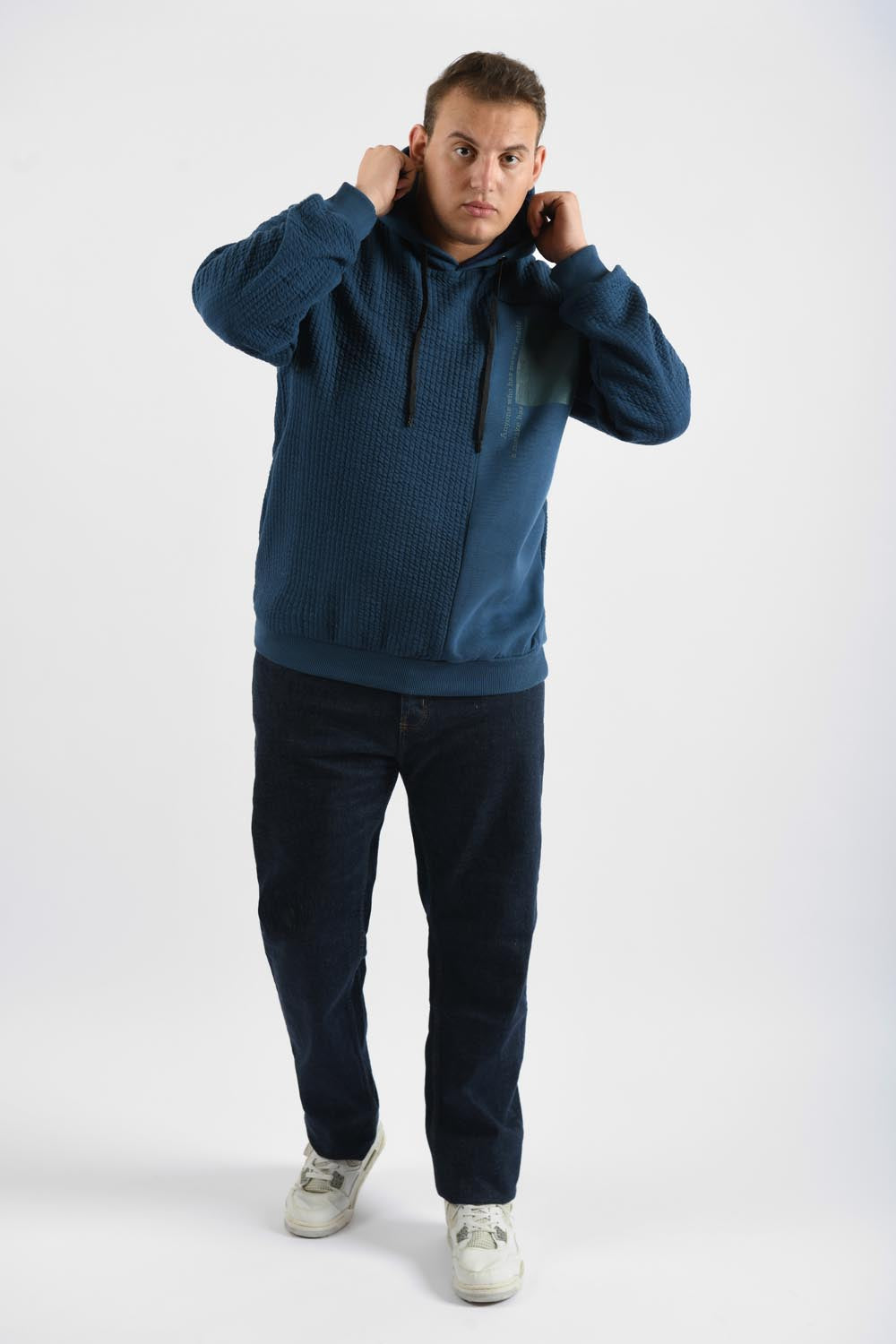 Men's Regular Fit Hoodie Big Size Melton Basic Padded Sweatshirt