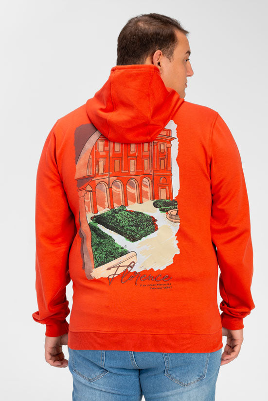 Men's Big Size Hoodie Sweatshirt with Graphic Print and Kangaroo Pocket