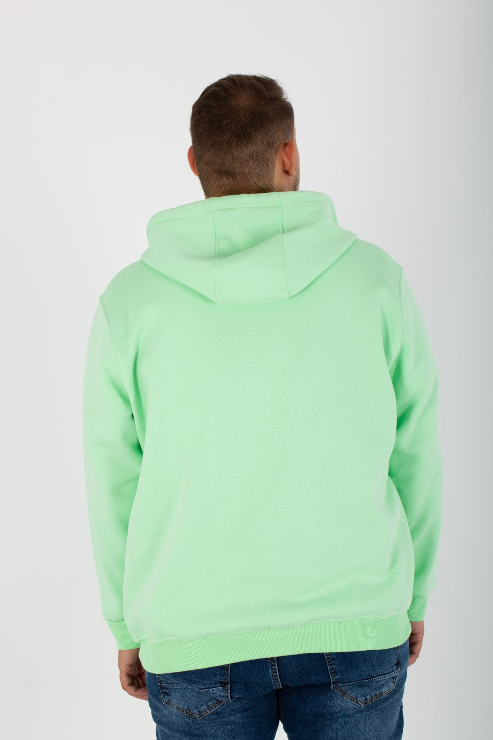 Men's Big Size Padded Hooded Full Zipper Made Of Soft Melton Basic Sweatshirt