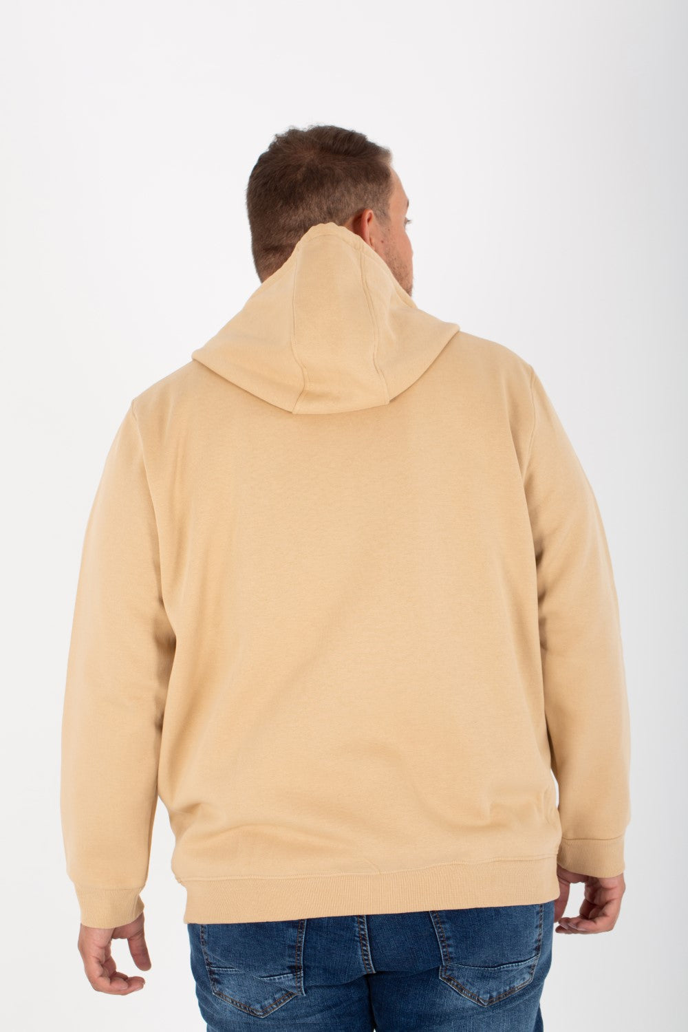 Men's Big Size Padded Hooded Full Zipper Made Of Soft Melton Basic Sweatshirt