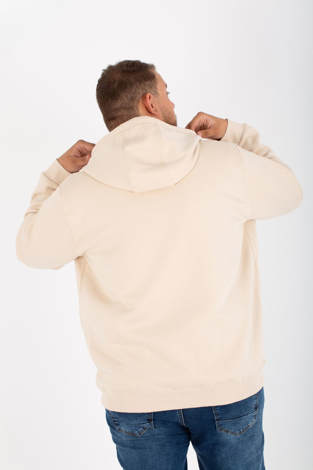 Men's Big Size Padded Hooded Full Zipper Made Of Soft Melton Basic Sweatshirt