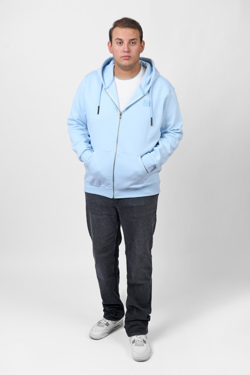 Men's Big Size Padded Hooded Full Zipper Made Of Soft Melton Basic Sweatshirt