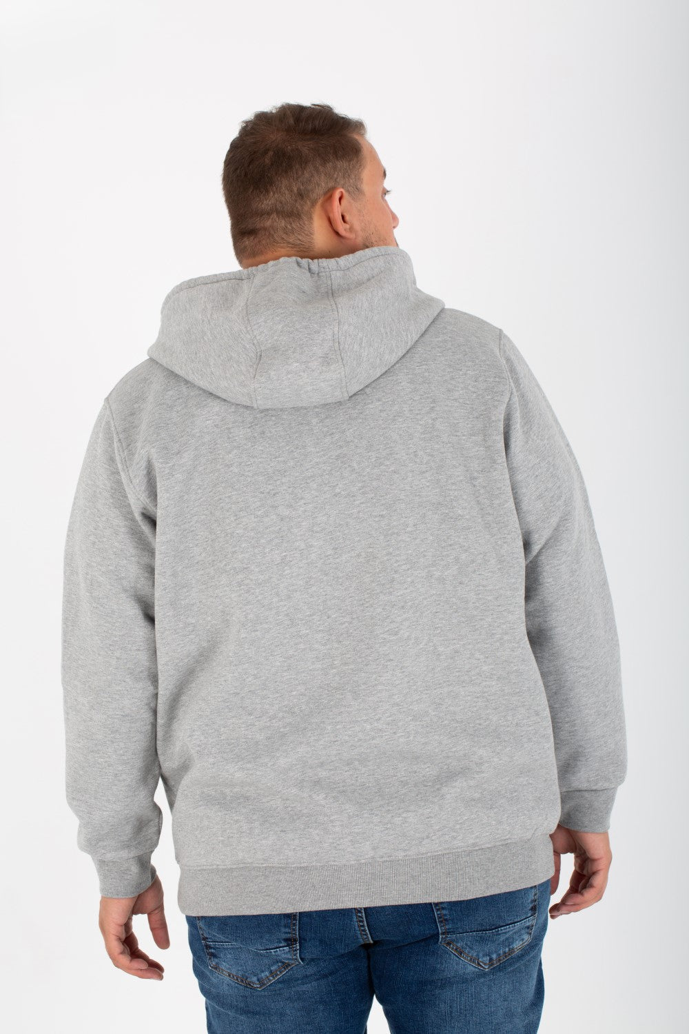 Men's Big Size Padded Hooded Full Zipper Made Of Soft Melton Basic Sweatshirt