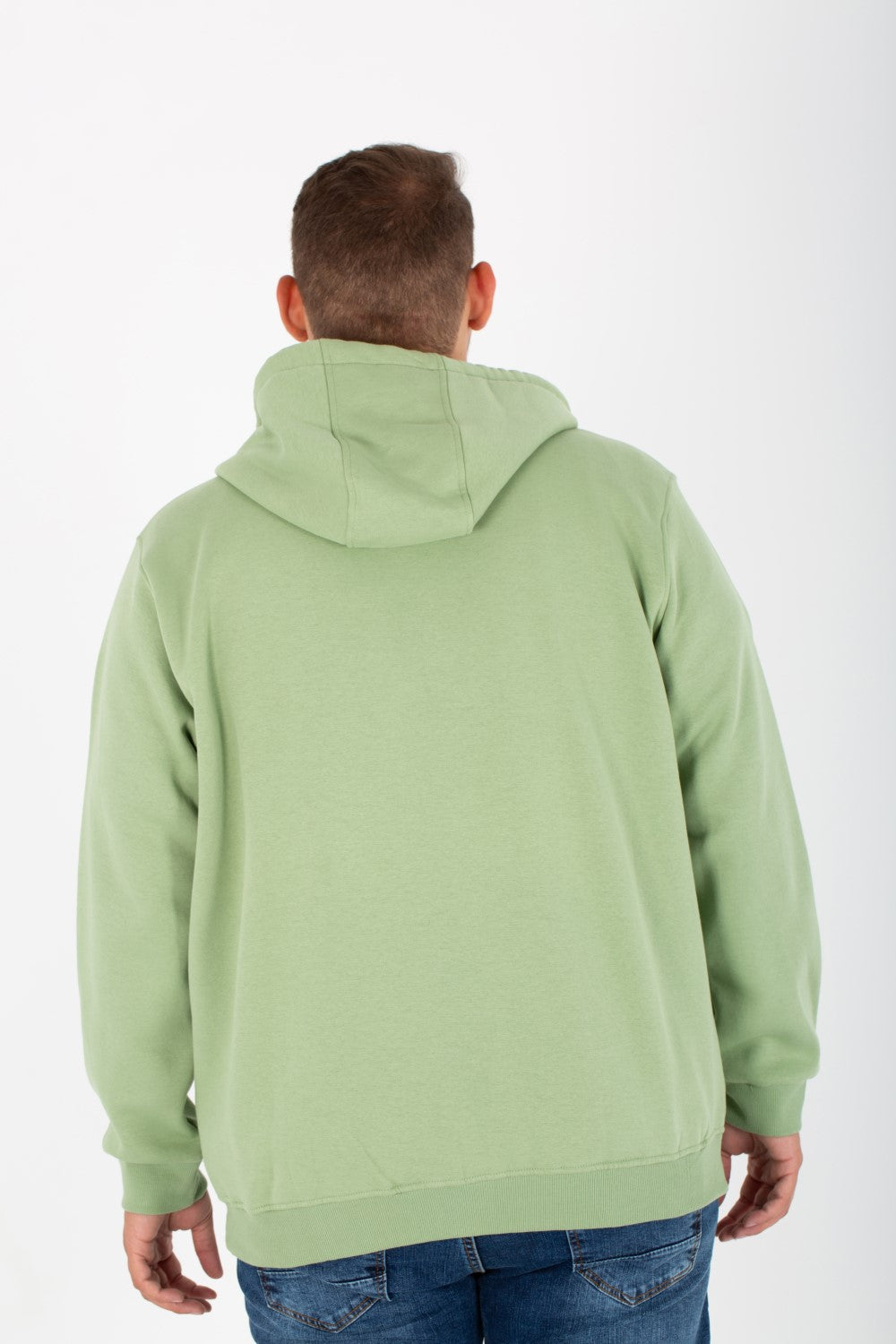 Men's Big Size Padded Hooded Full Zipper Made Of Soft Melton Basic Sweatshirt