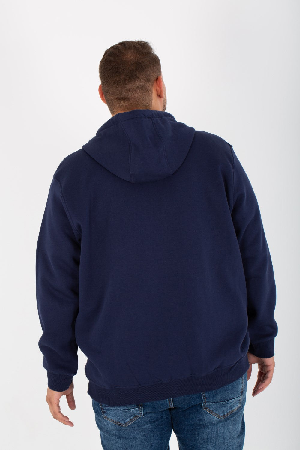 Men's Big Size Padded Hooded Full Zipper Made Of Soft Melton Basic Sweatshirt