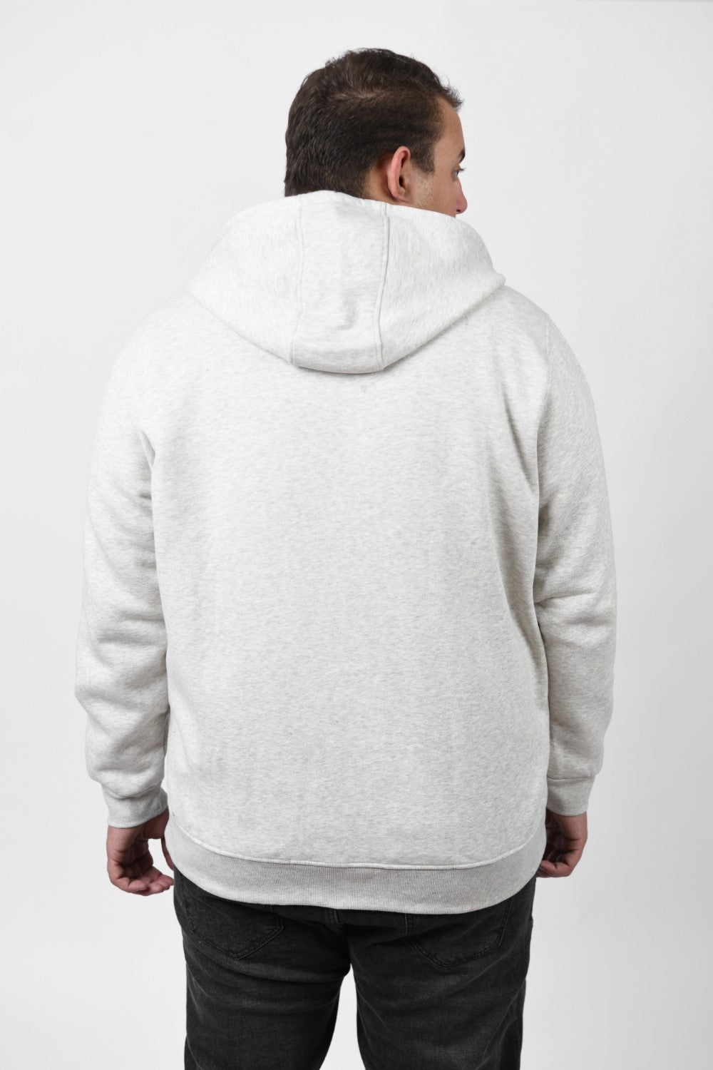 Men's Big Size Padded Hooded Full Zipper Made Of Soft Melton Basic Sweatshirt