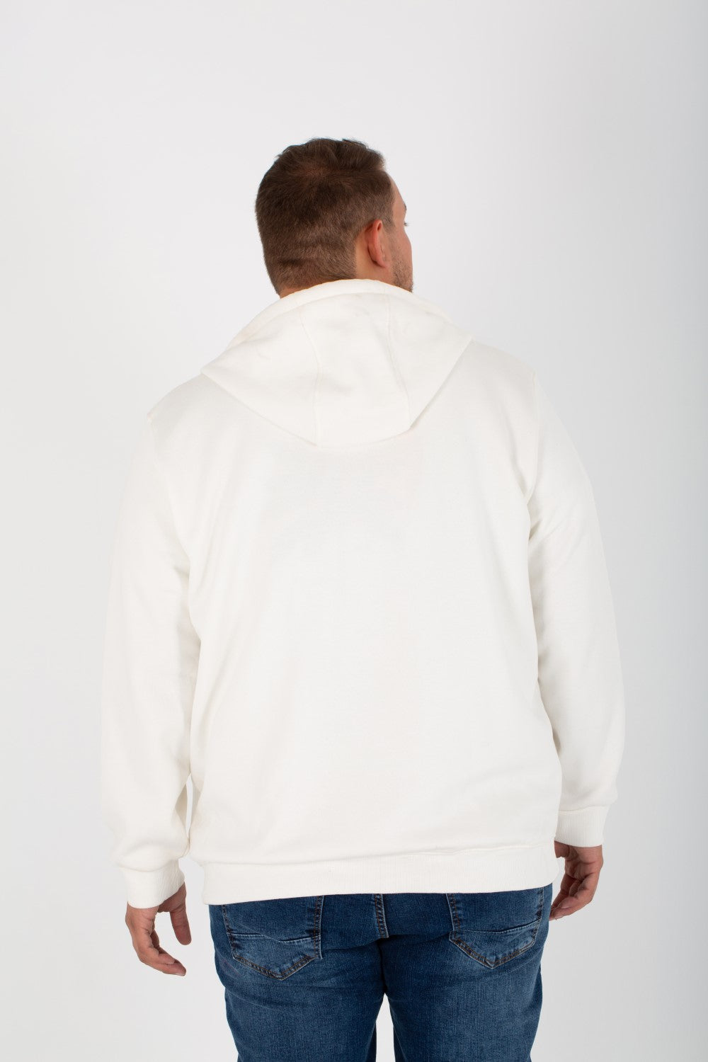 Men's Big Size Padded Hooded Full Zipper Made Of Soft Melton Basic Sweatshirt
