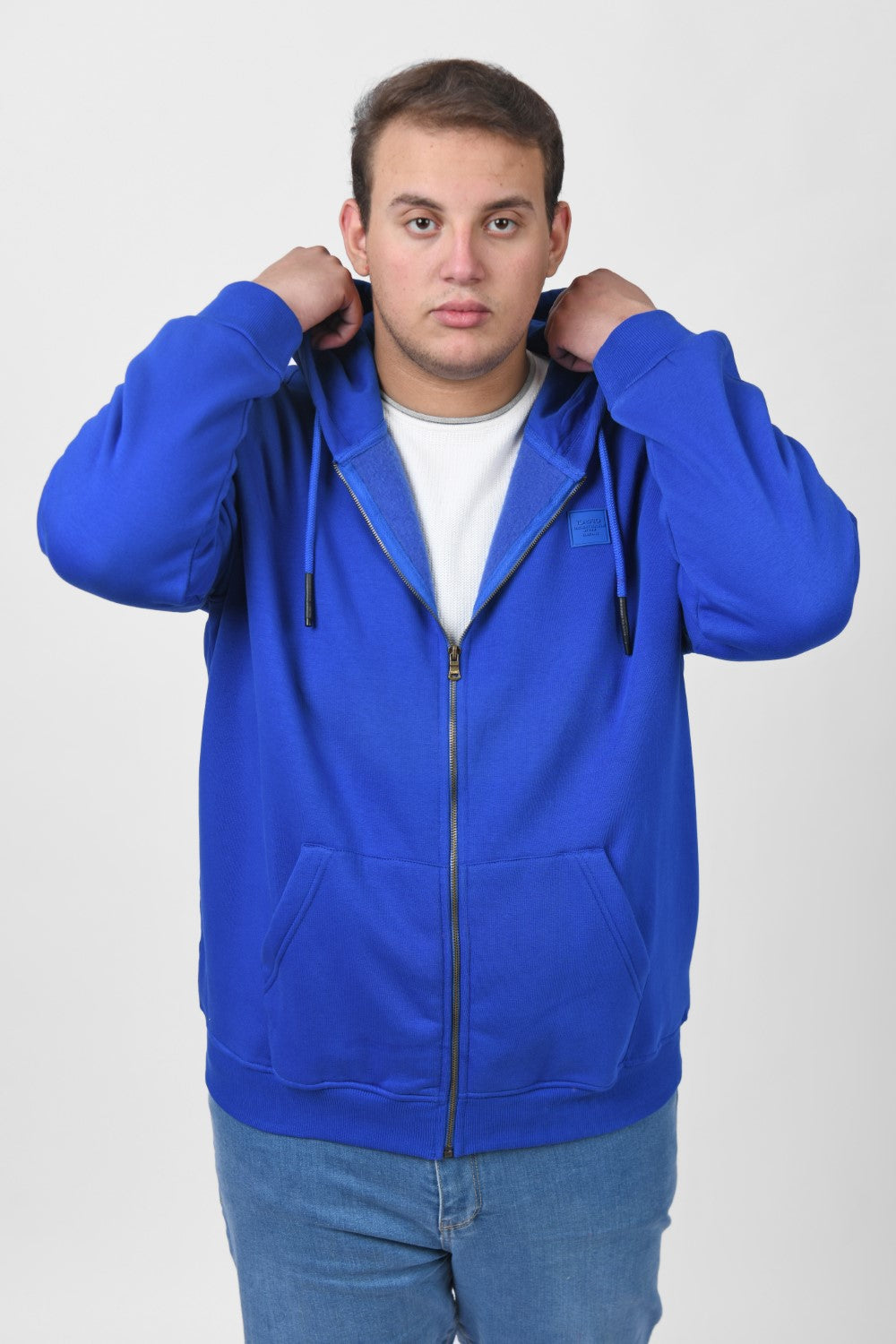 Men's Big Size Padded Hooded Full Zipper Made Of Soft Melton Basic Sweatshirt