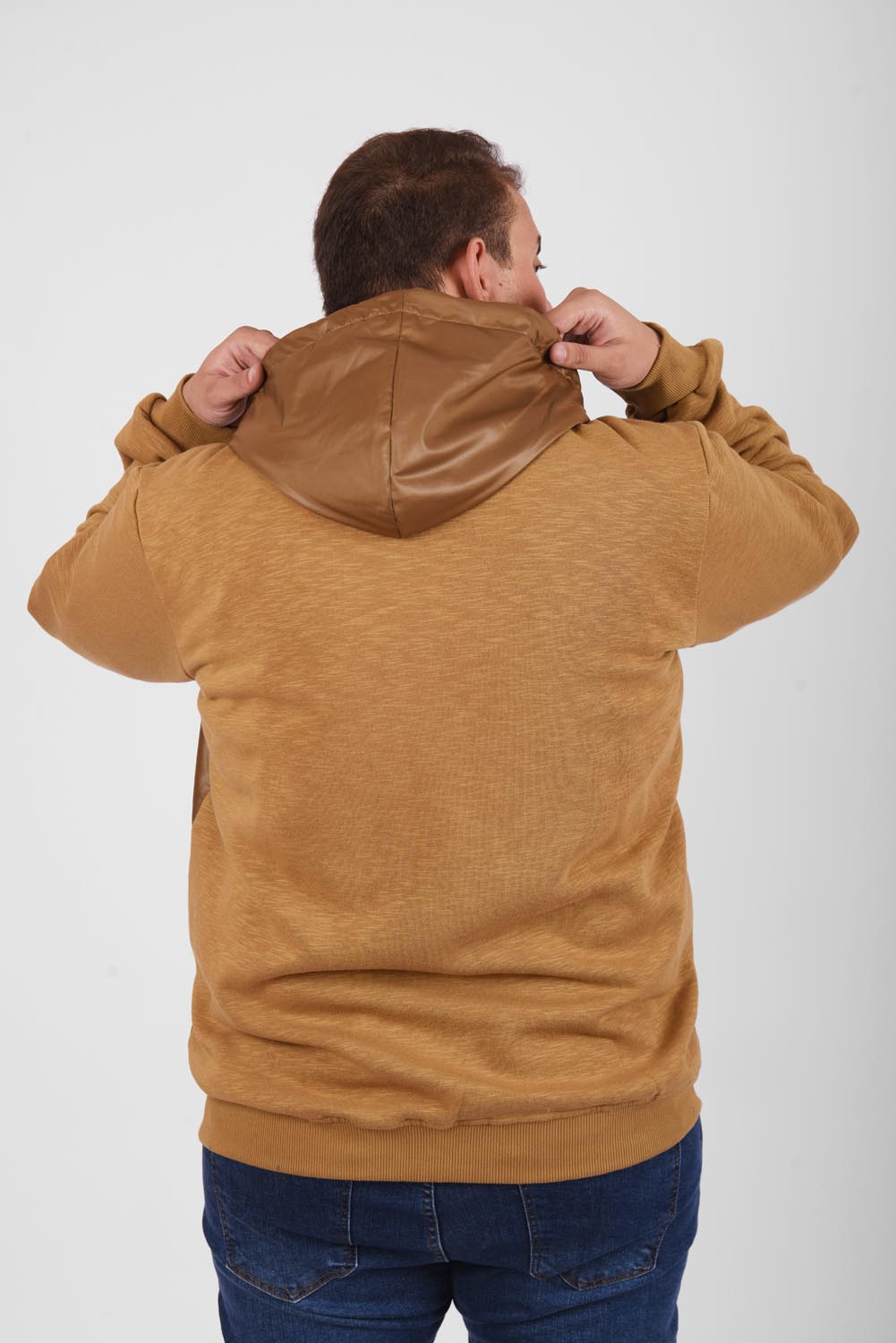 Men's Padded Hooded Full Zipper Baisc Big Size Sweatshirt