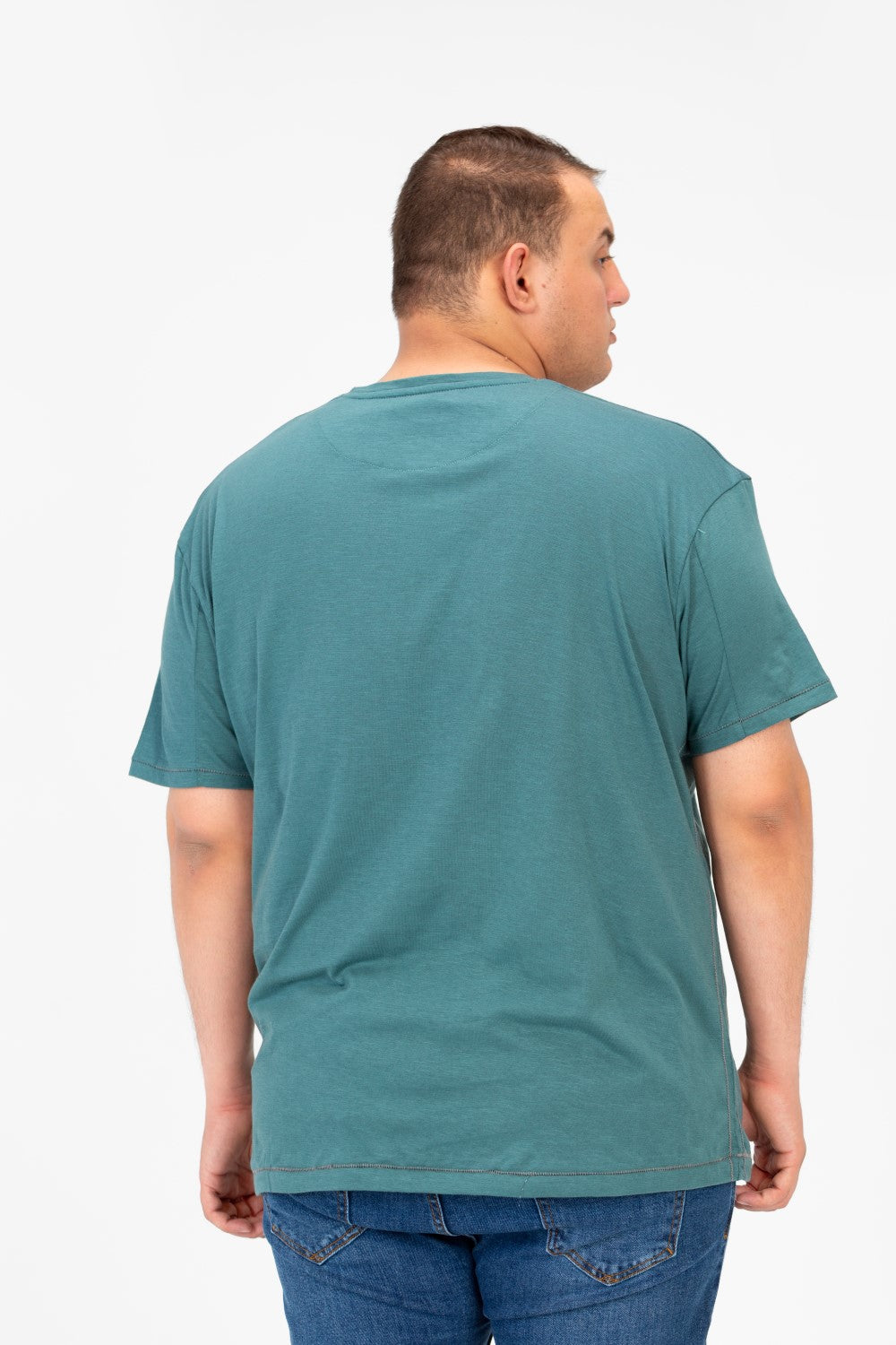 تي شيرت رجالي كبير الحجم مطبوع بأكمام قصيرة ورقبة دائرية