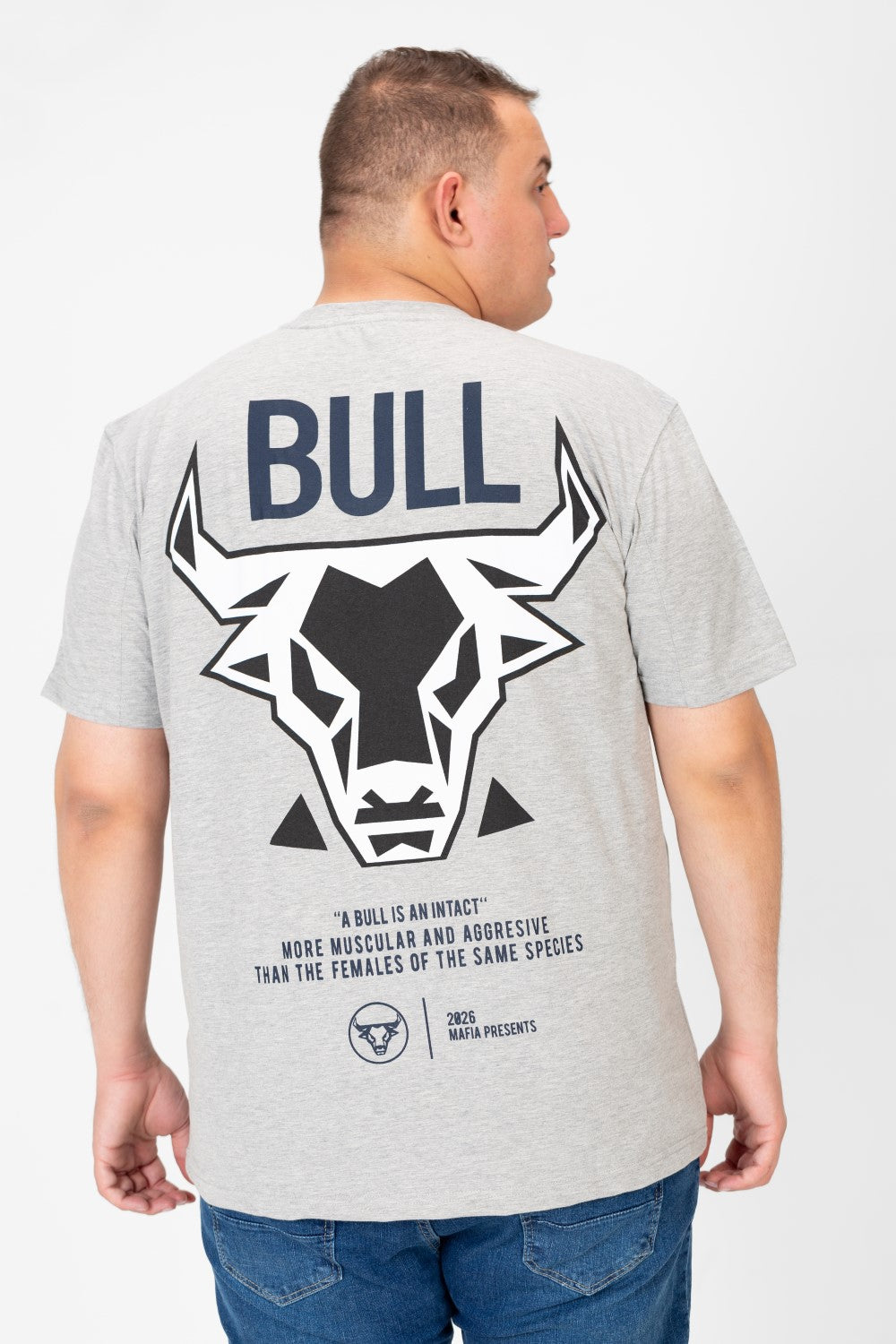 تي شيرت رجالي مطبوع برقبة دائرية مقاس كبير