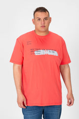 تي شيرت رجالي مطبوع برقبة دائرية ومقاس كبير