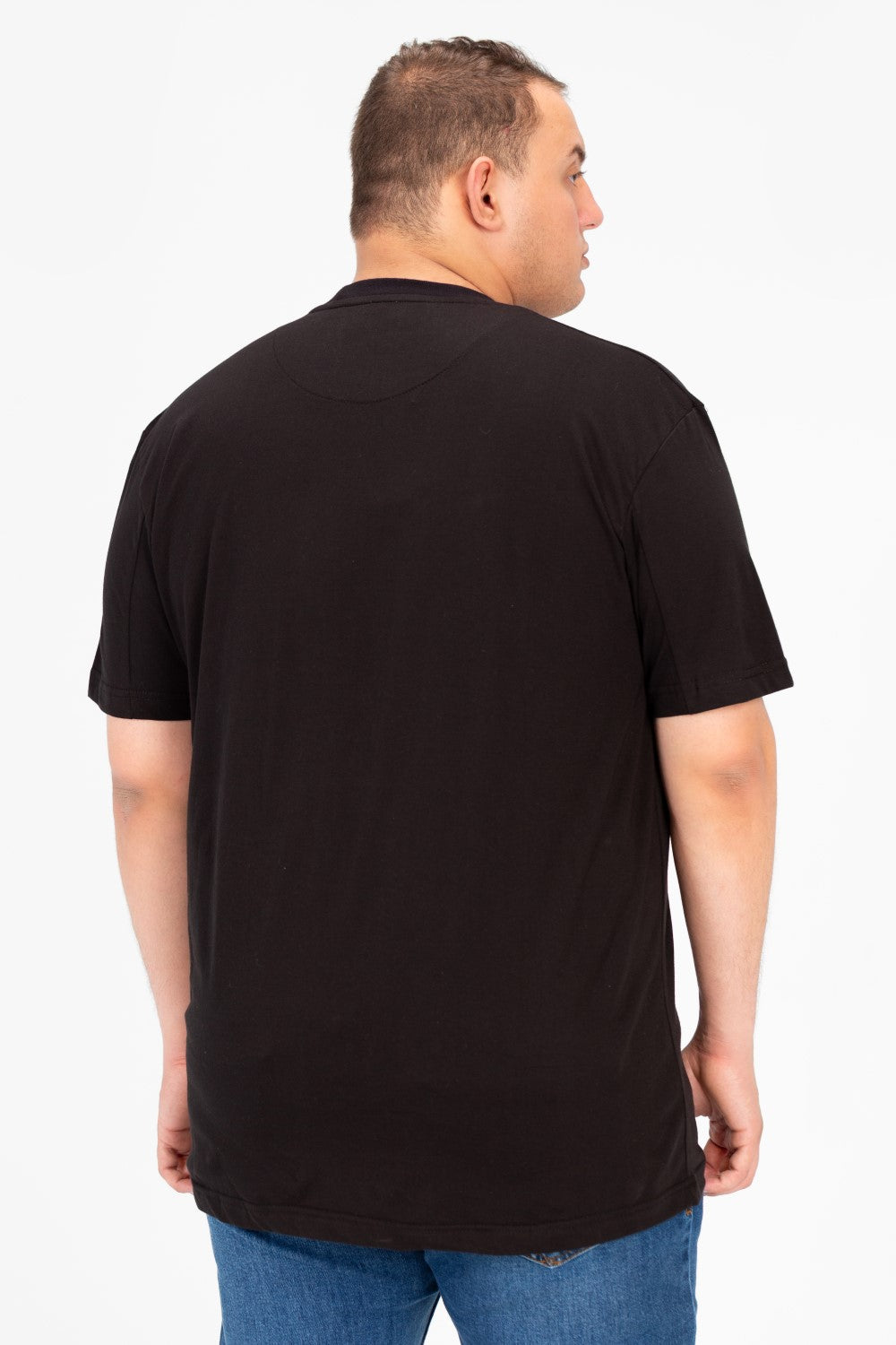 تي شيرت رجالي بمقاس كبير بأكمام قصيرة ورقبة دائرية وطبعة جرافيكية