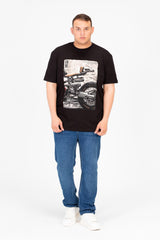 تي شيرت رجالي بمقاس كبير بأكمام قصيرة ورقبة دائرية وطبعة جرافيكية