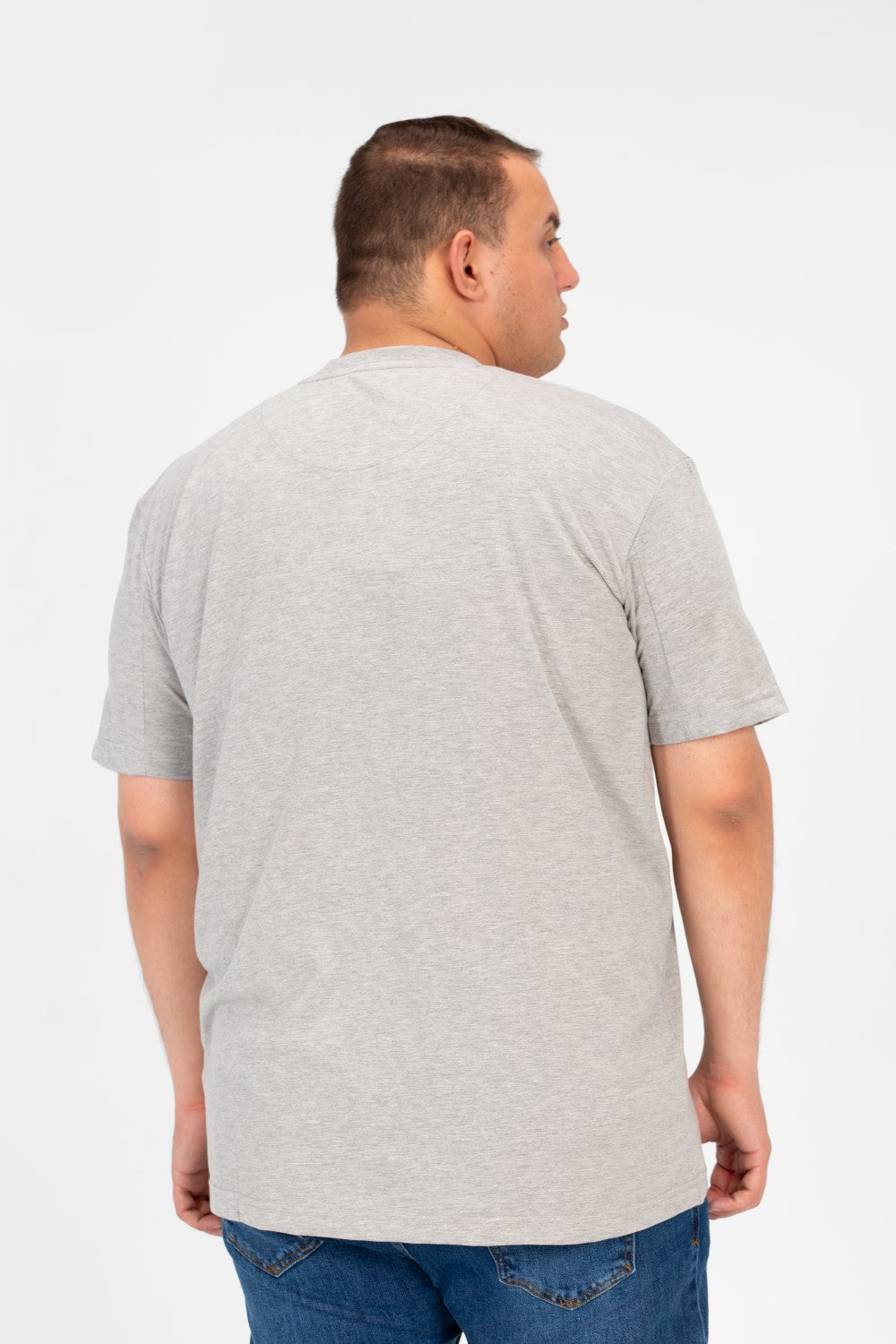 تي شيرت رجالي بمقاس كبير بأكمام قصيرة ورقبة دائرية وطبعة جرافيكية