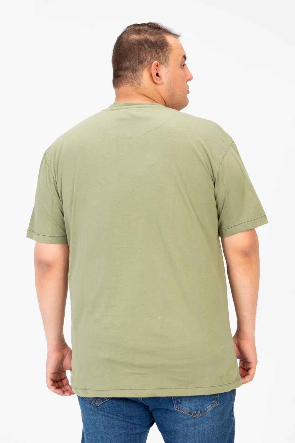 تي شيرت رجالي كبير الحجم بطبعة أمامية كاملة وأكمام قصيرة