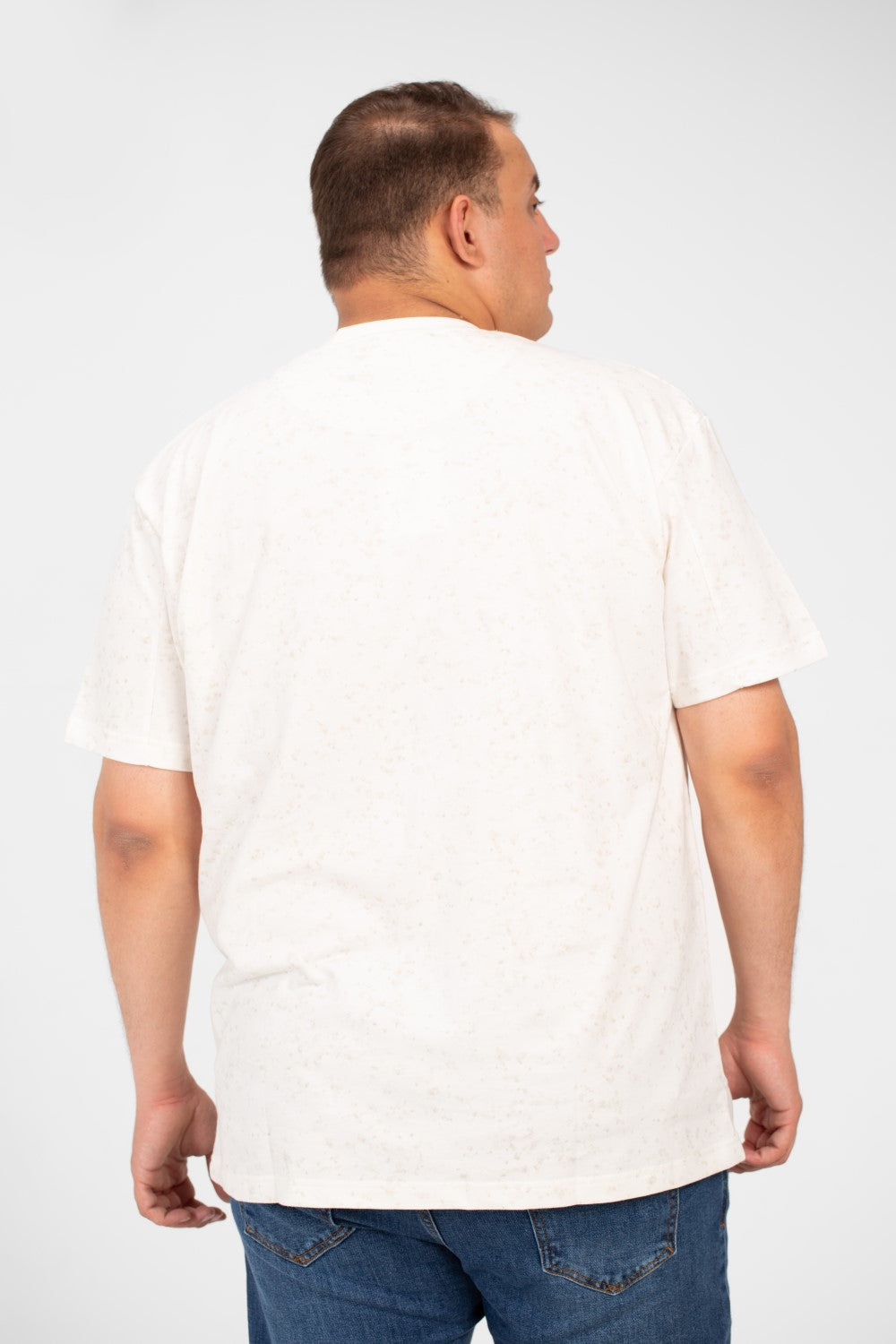 تي شيرت رجالي صيفي كبير الحجم منقط بأكمام قصيرة ورقبة دائرية