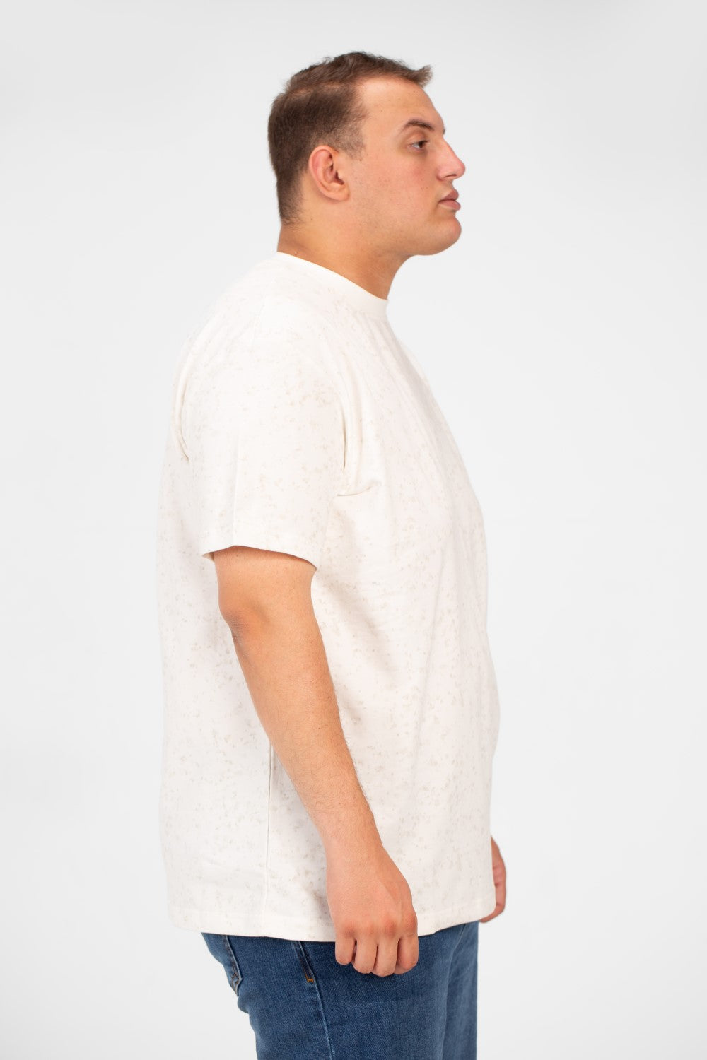 تي شيرت رجالي صيفي كبير الحجم منقط بأكمام قصيرة ورقبة دائرية