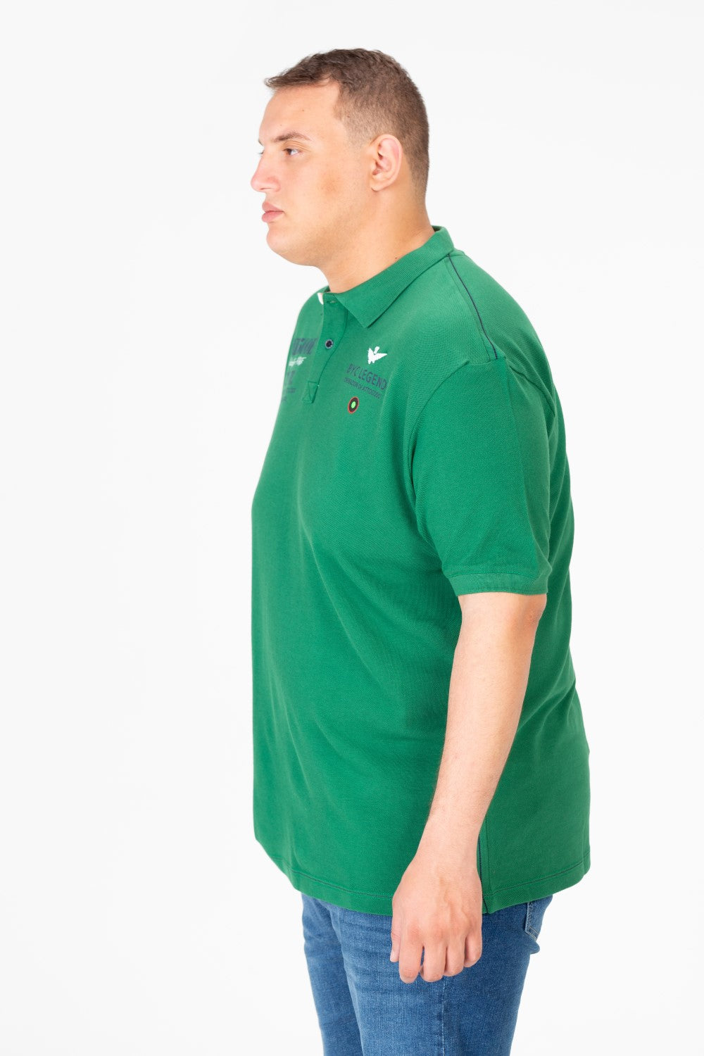 تي شيرت بولو رجالي مطبوع بنصف زر كبير الحجم