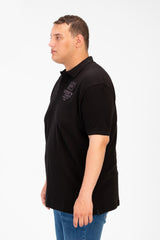 تي شيرت بولو رجالي مطبوع بأكمام قصيرة ومقاس كبير