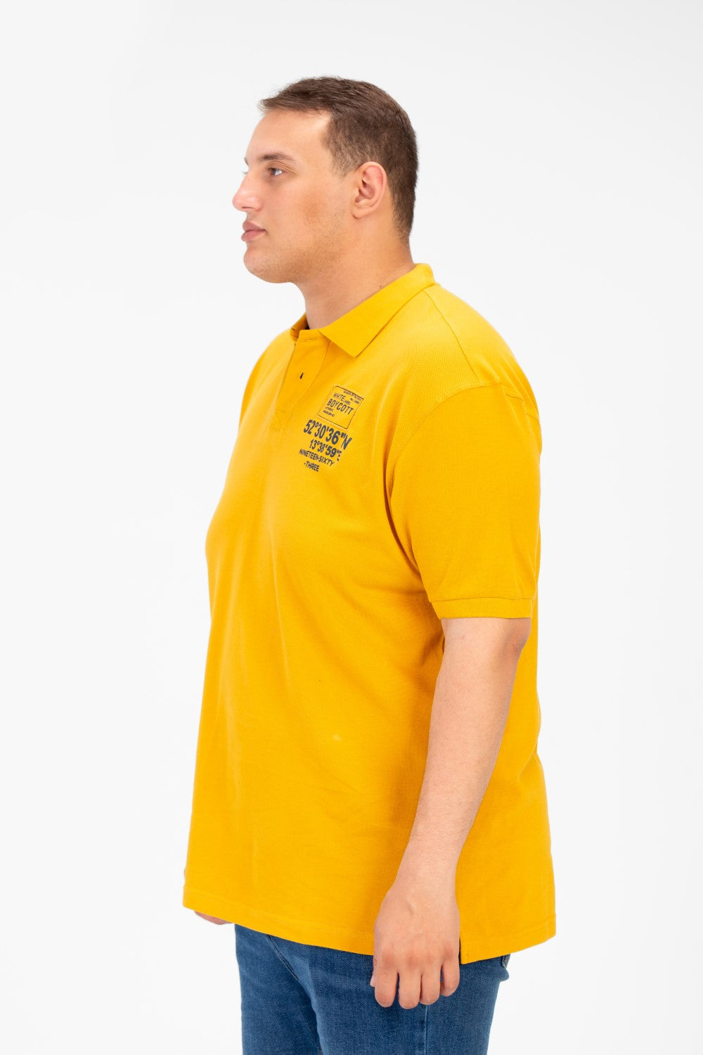 تي شيرت بولو رجالي مطبوع بأكمام قصيرة ومقاس كبير