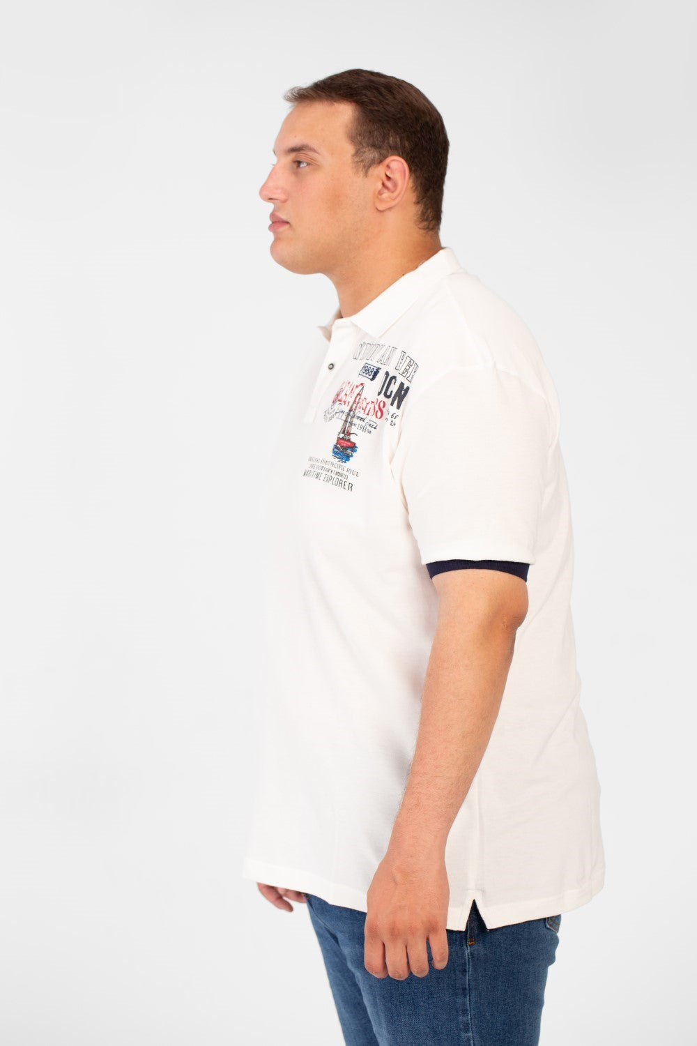 تي شيرت بولو رجالي مطبوع بمقاس كبير وأكمام قصيرة مصنوع من خامة عالية الجودة