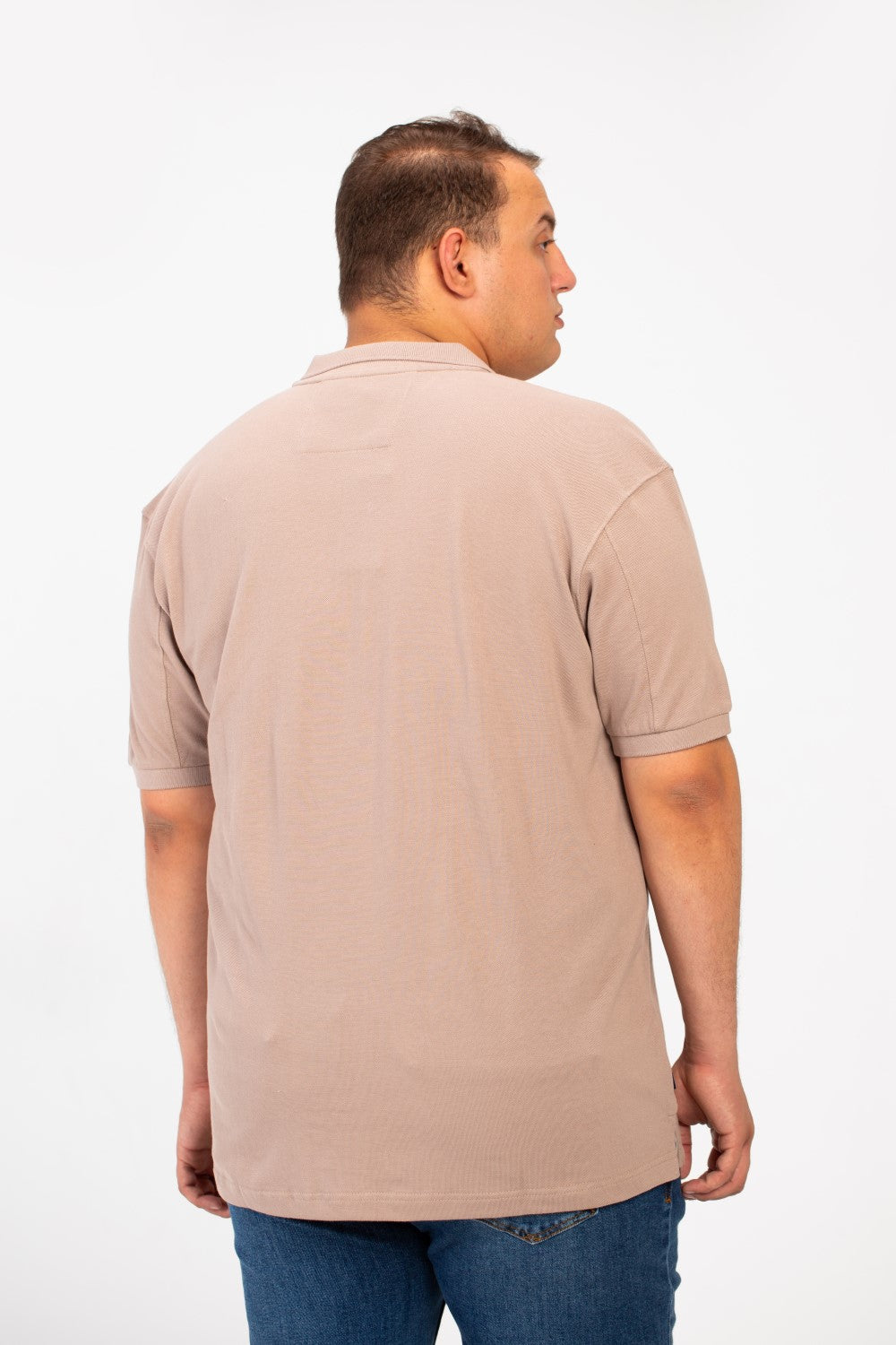 تي شيرت بولو توماتو رجالي كبير الحجم بأكمام قصيرة وتفاصيل أساسية