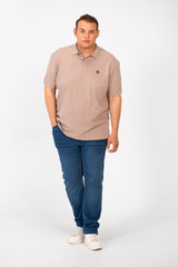 تي شيرت بولو توماتو رجالي كبير الحجم بأكمام قصيرة وتفاصيل أساسية