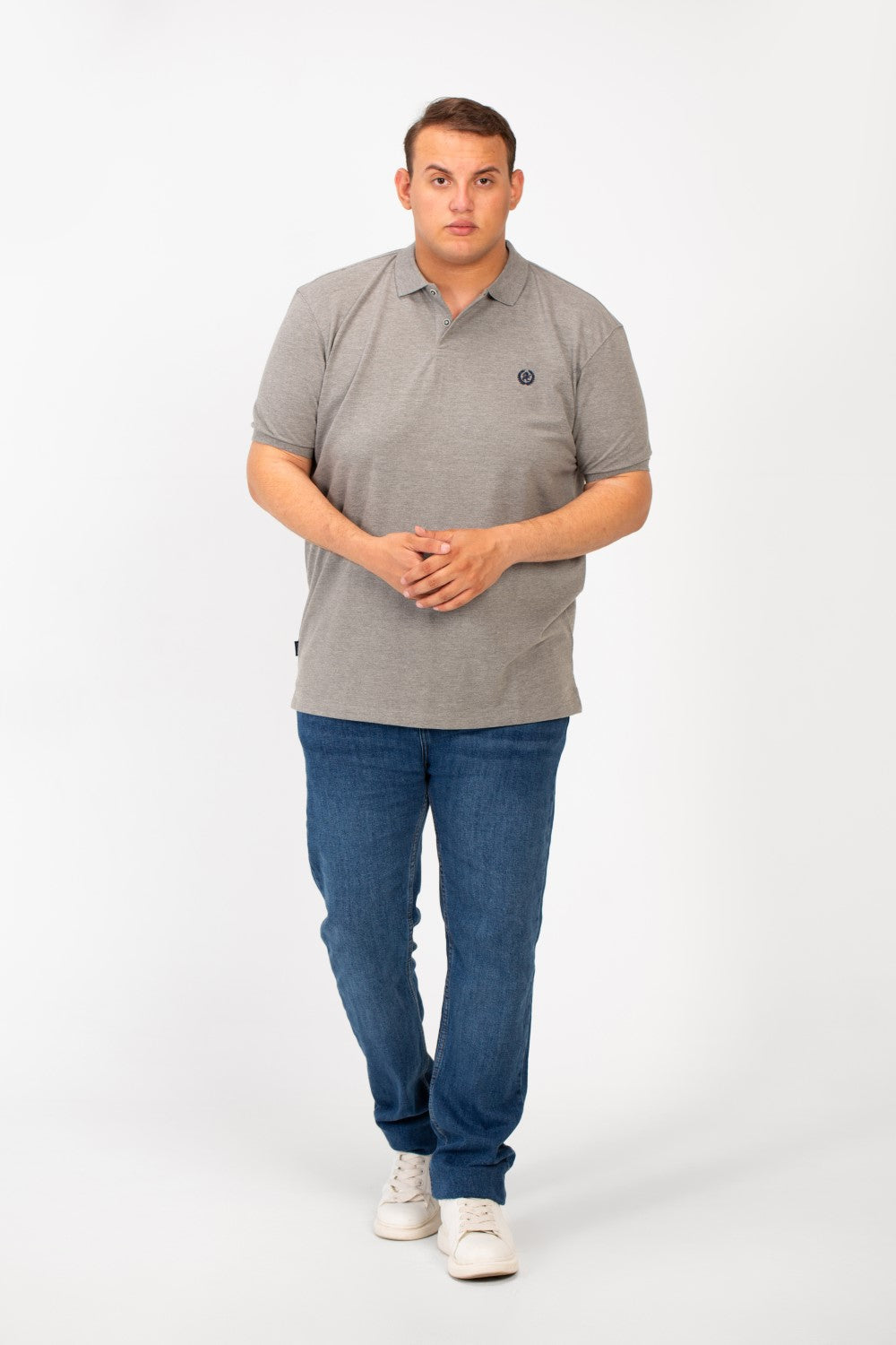 تي شيرت بولو توماتو رجالي كبير الحجم بأكمام قصيرة وتفاصيل أساسية