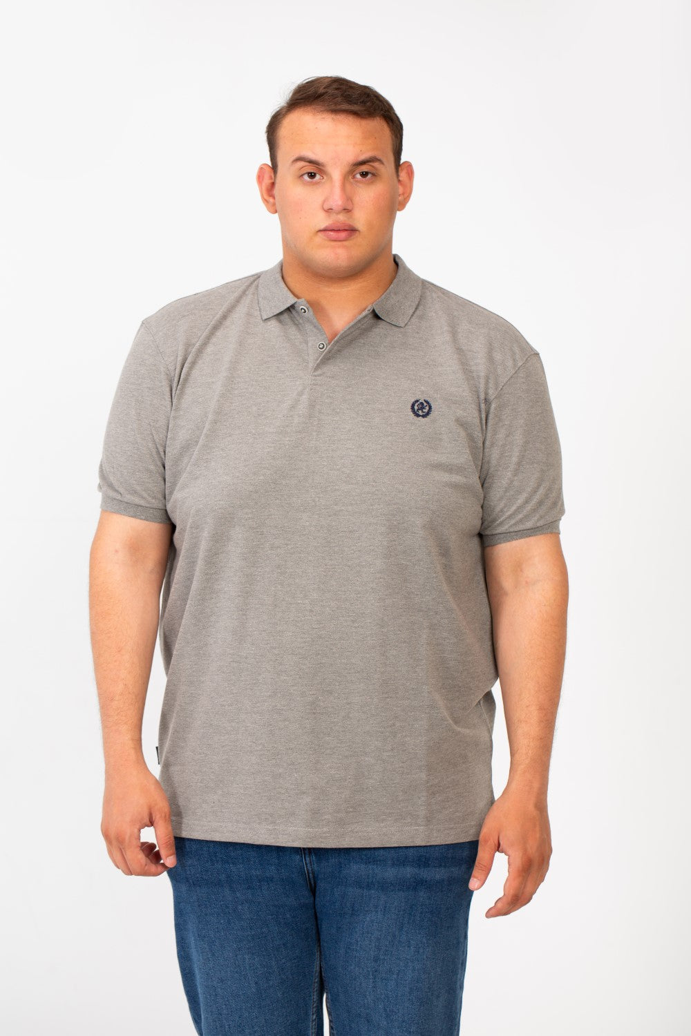 تي شيرت بولو توماتو رجالي كبير الحجم بأكمام قصيرة وتفاصيل أساسية