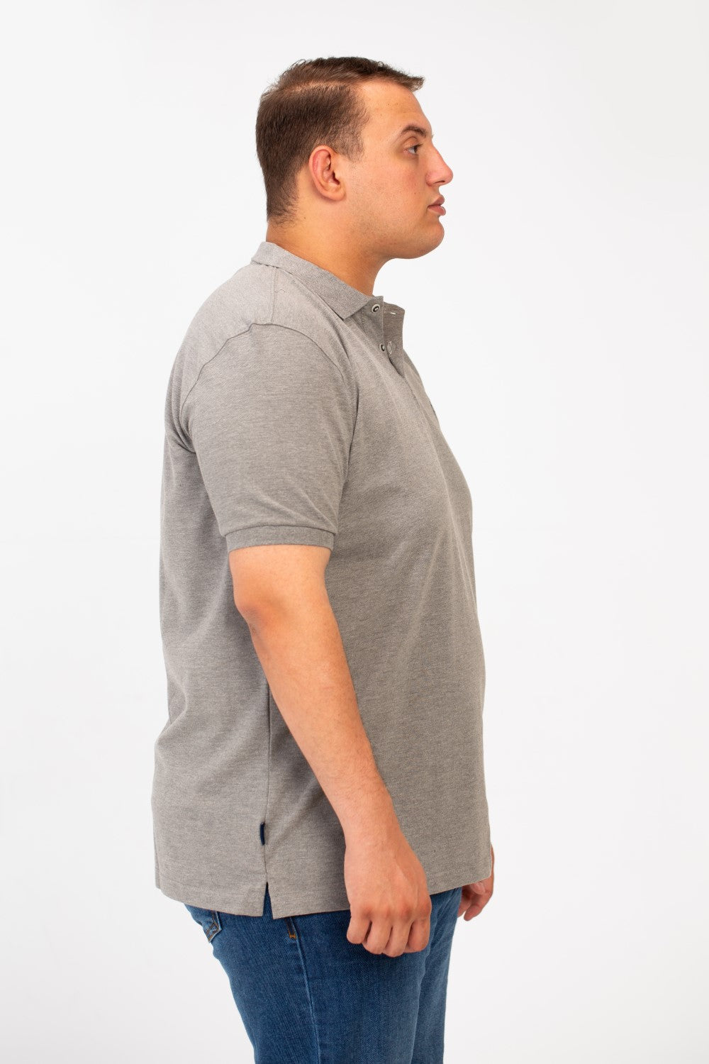 تي شيرت بولو توماتو رجالي كبير الحجم بأكمام قصيرة وتفاصيل أساسية