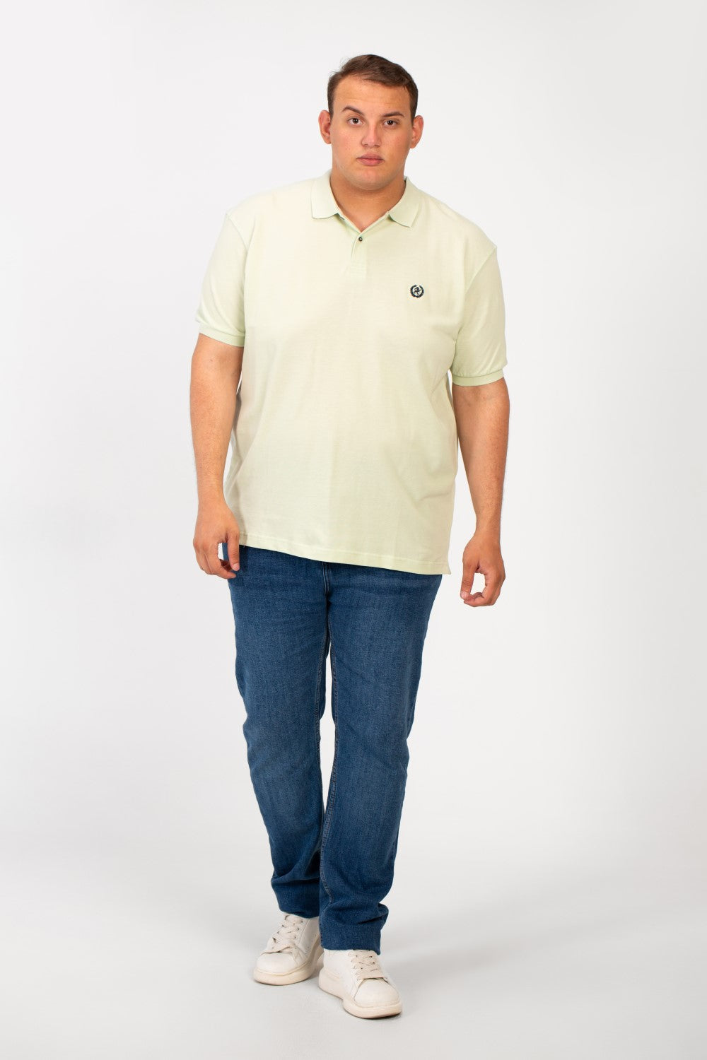 تي شيرت بولو توماتو رجالي كبير الحجم بأكمام قصيرة وتفاصيل أساسية