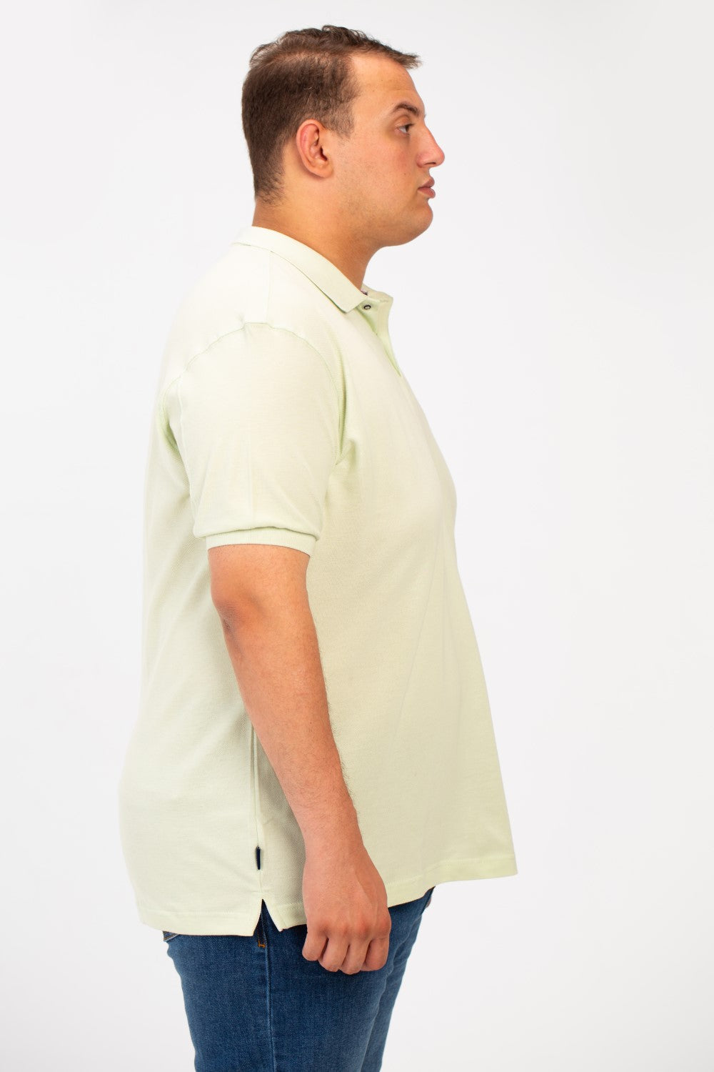 تي شيرت بولو توماتو رجالي كبير الحجم بأكمام قصيرة وتفاصيل أساسية