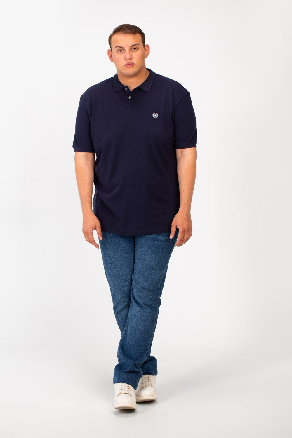 تي شيرت بولو توماتو رجالي كبير الحجم بأكمام قصيرة وتفاصيل أساسية