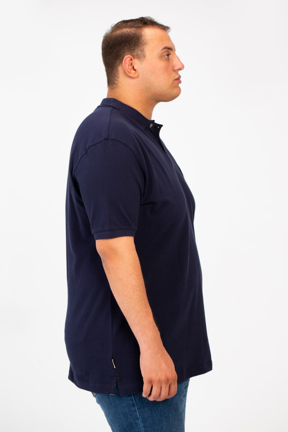 تي شيرت بولو توماتو رجالي كبير الحجم بأكمام قصيرة وتفاصيل أساسية