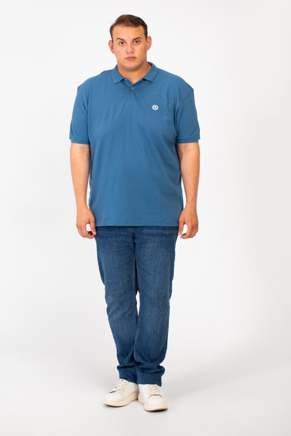 تي شيرت بولو توماتو رجالي كبير الحجم بأكمام قصيرة وتفاصيل أساسية