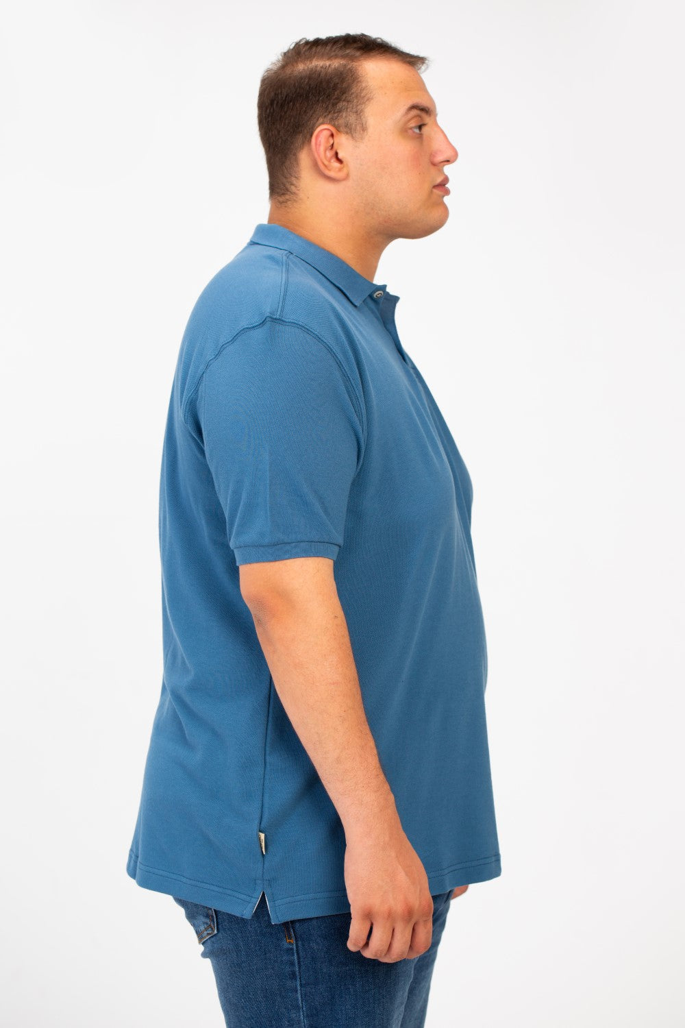 تي شيرت بولو توماتو رجالي كبير الحجم بأكمام قصيرة وتفاصيل أساسية