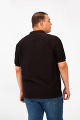 تي شيرت بولو رجالي كبير الحجم بأكمام قصيرة وأزرار نصف أمامية